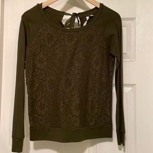 Lauren Conrad (olive green) long-sleeve shirt, Size: XS